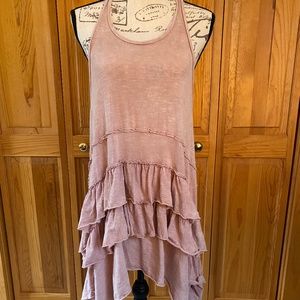 Krista Larson pink cotton layering piece, small, with ruffled bottom